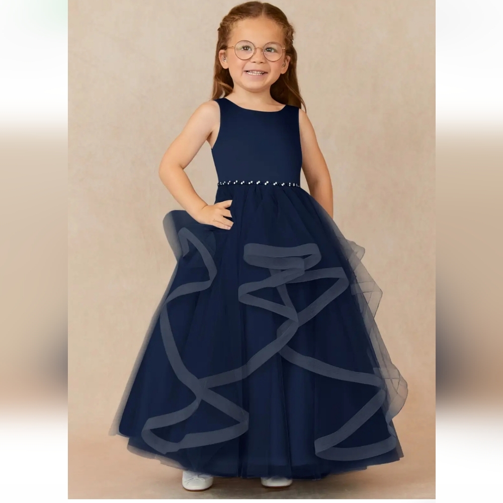 Navy blue flower girl dress